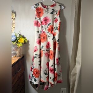 Calvin Klein Floral Midi Dress - Pink, Red, White